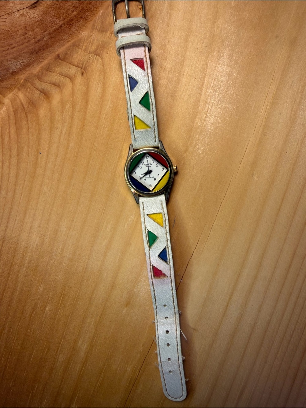 Geneva White Strap Watch with Gold-Tone Case